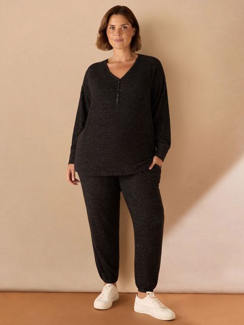 Grey Supersoft Henley Long Sleeve Top