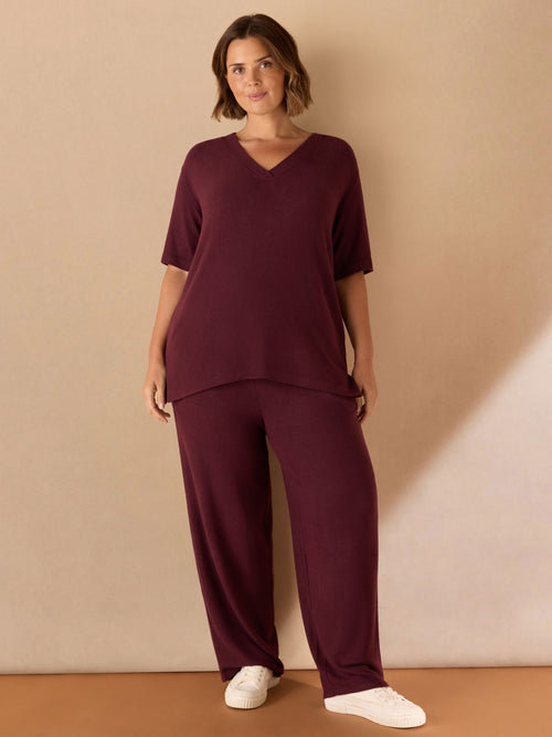 Burgundy V Neck Supersoft T-Shirt