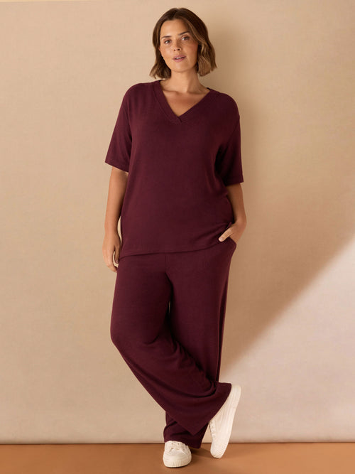 Burgundy V Neck Supersoft T-Shirt
