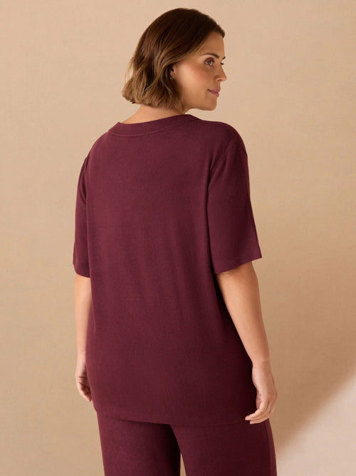 Burgundy V Neck Supersoft T-Shirt