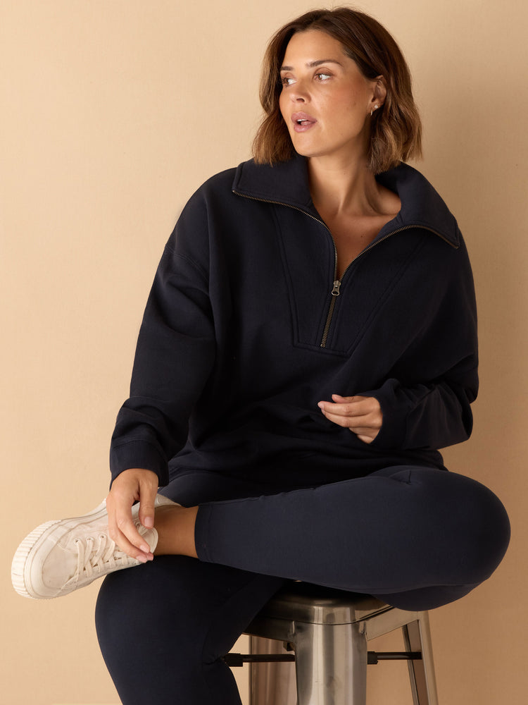 Navy Half Zip Sweatshirt