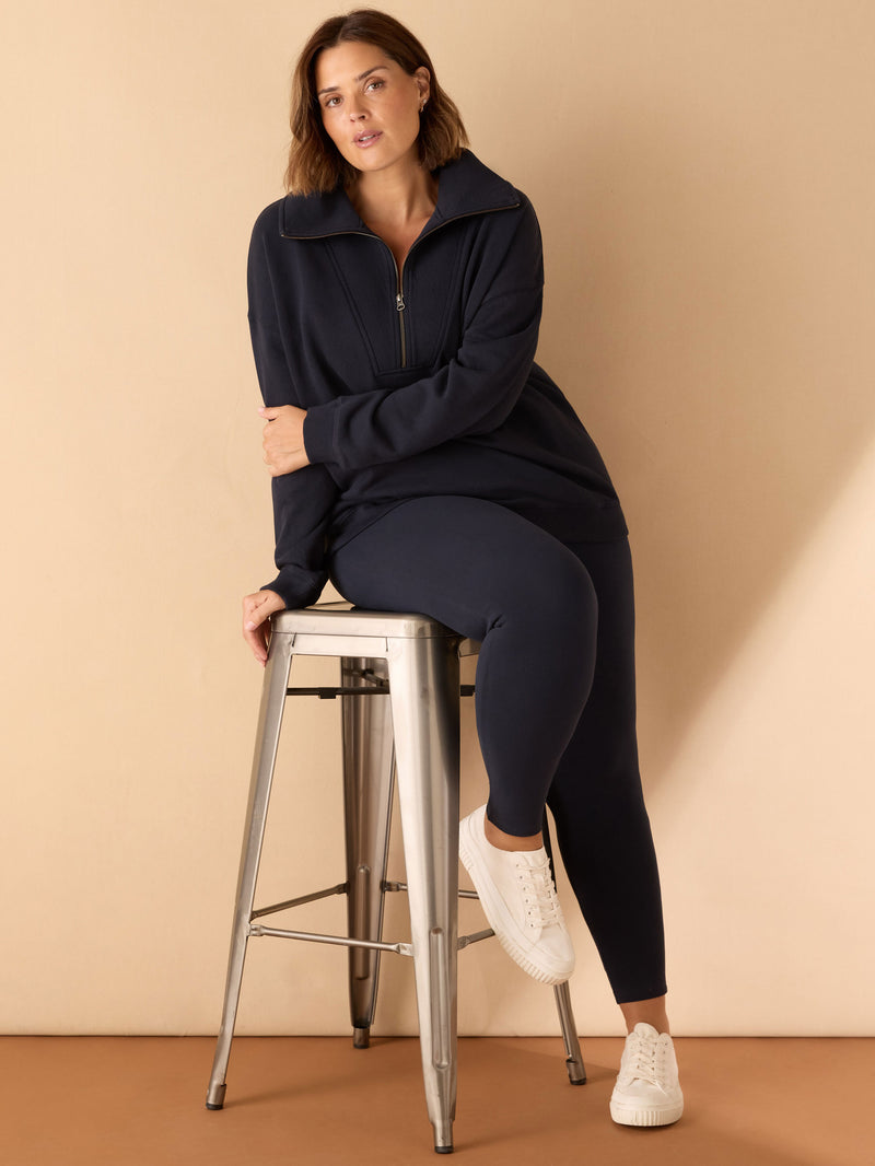 Navy Half Zip Sweatshirt