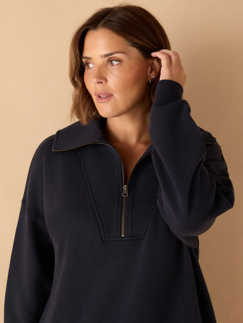 Navy Half Zip Sweatshirt