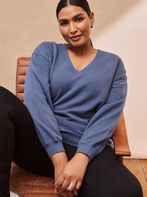 Blue V Neck Sweatshirt