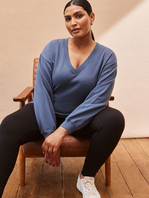 Blue V Neck Sweatshirt
