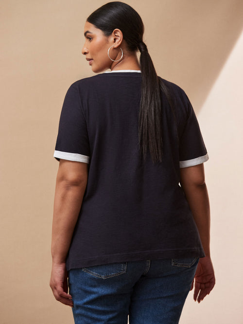Navy Contrast T-Shirt