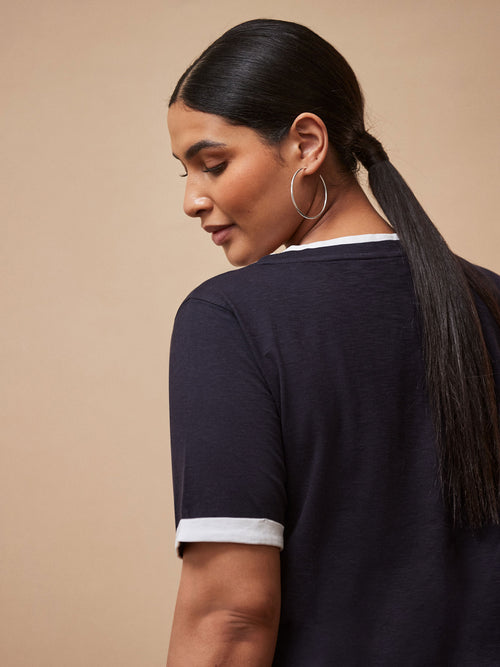 Navy Contrast T-Shirt