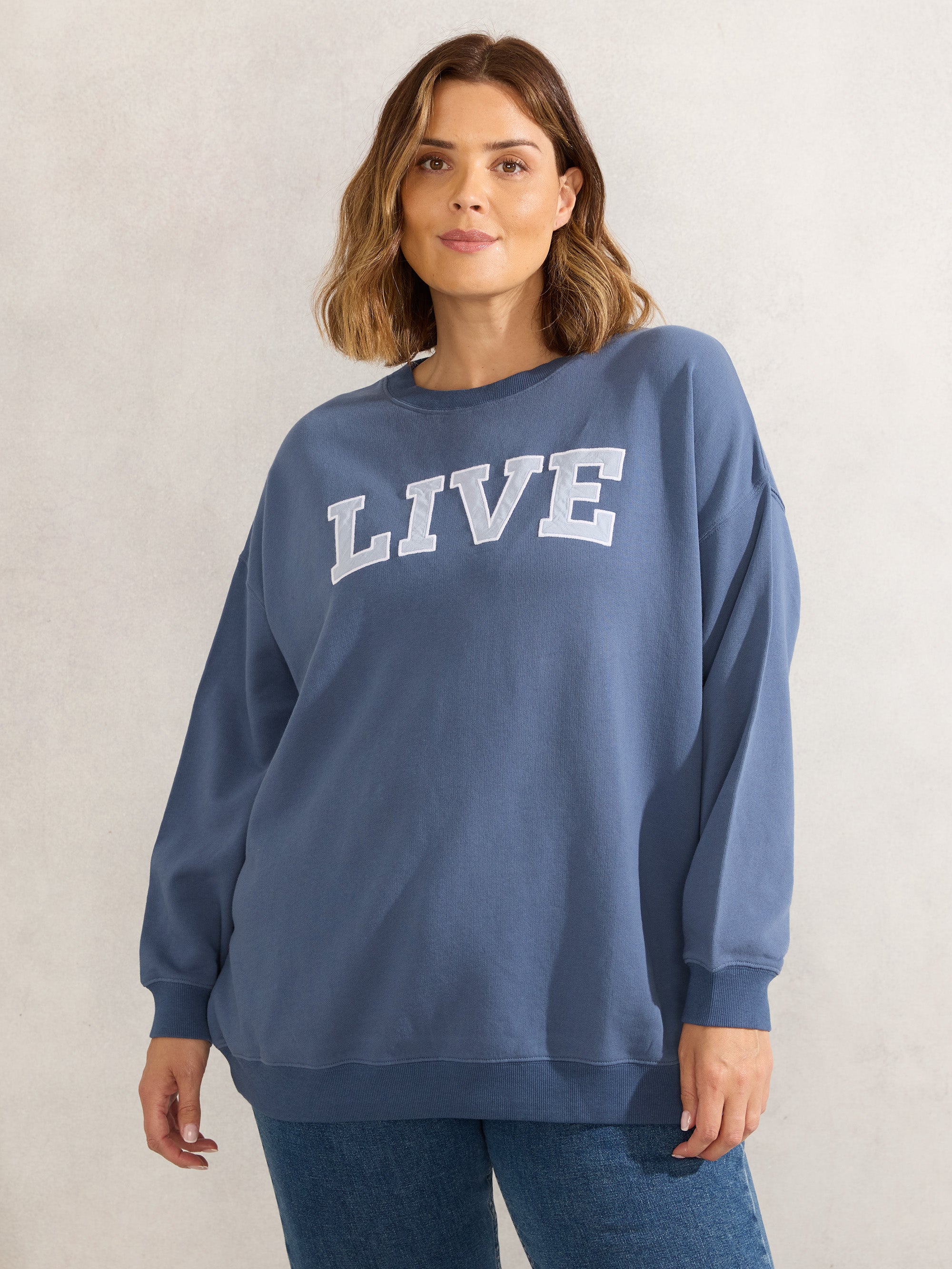 Dusty Blue Oversized Live Sweatshirt