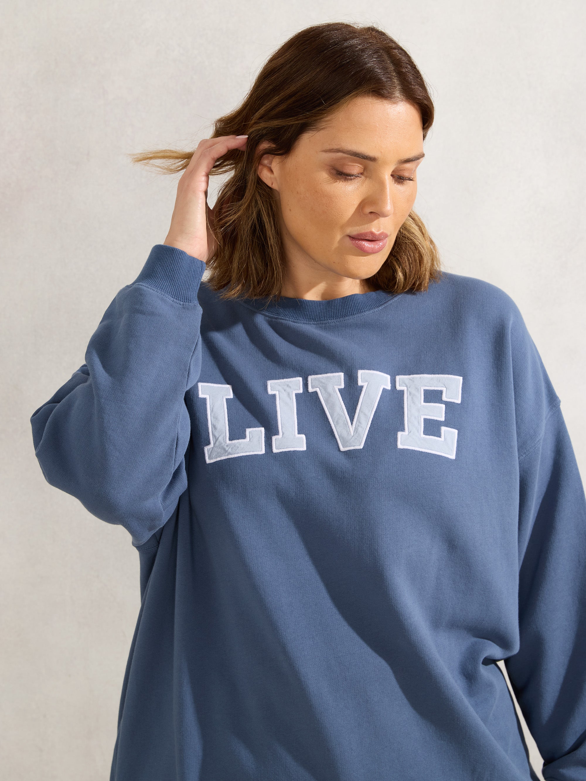 Dusty Blue Oversized Live Sweatshirt