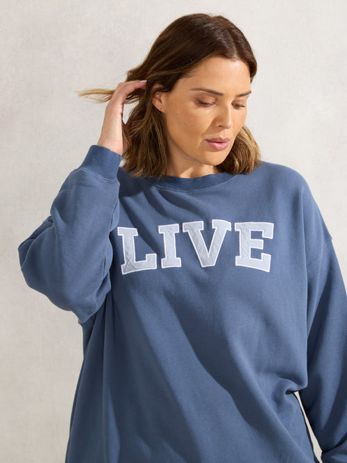 Dusty Blue Oversized Live Sweatshirt