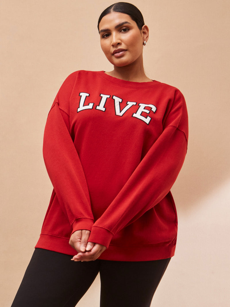Red Oversized Live Sweatshirt