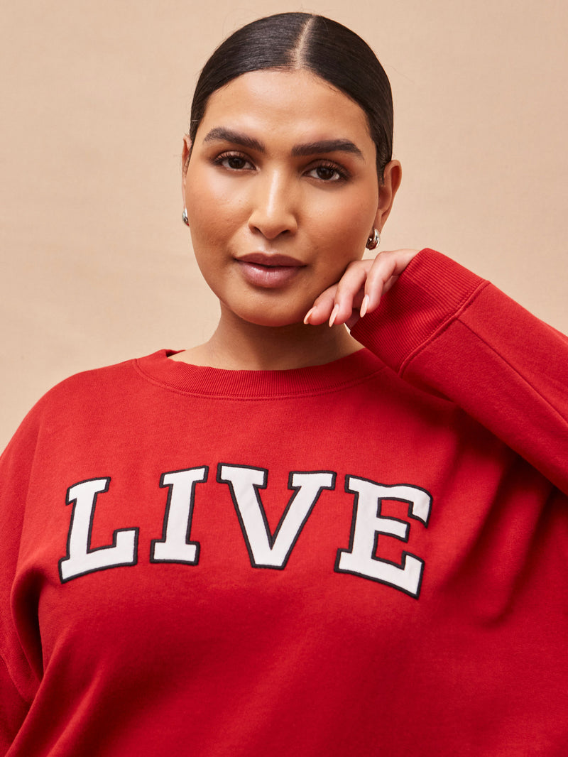 Red Oversized Live Sweatshirt