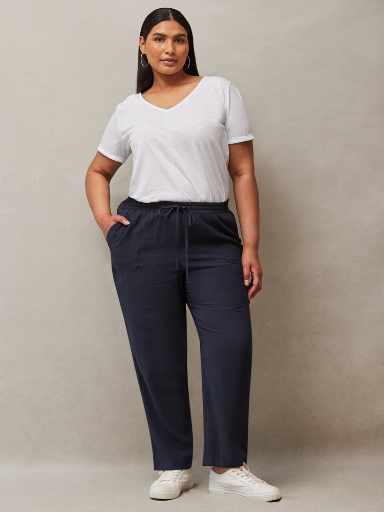Navy Tapered Trousers