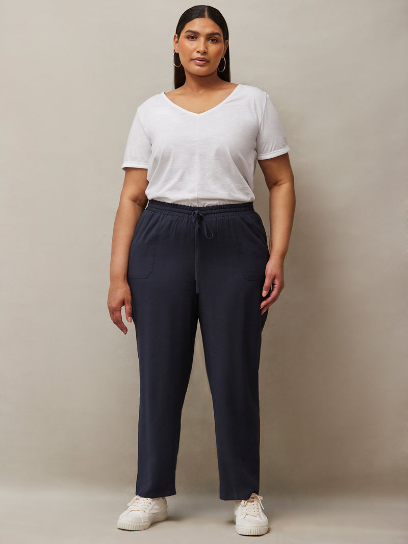 Navy Tapered Trousers