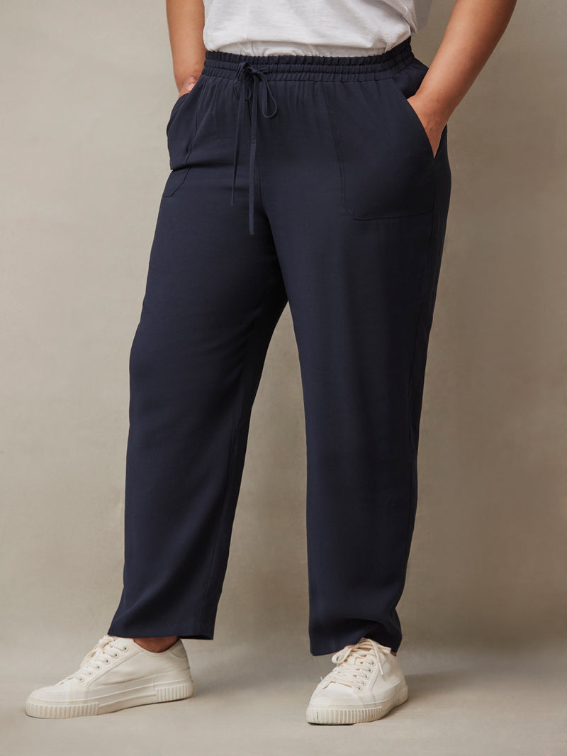 Navy Tapered Trousers