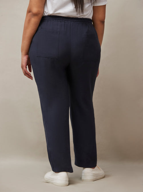 Navy Tapered Trousers