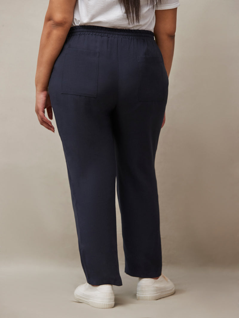 Navy Tapered Trousers