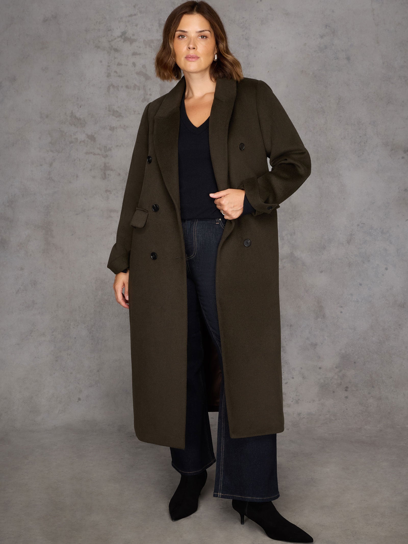 Olive Double Breasted Coat