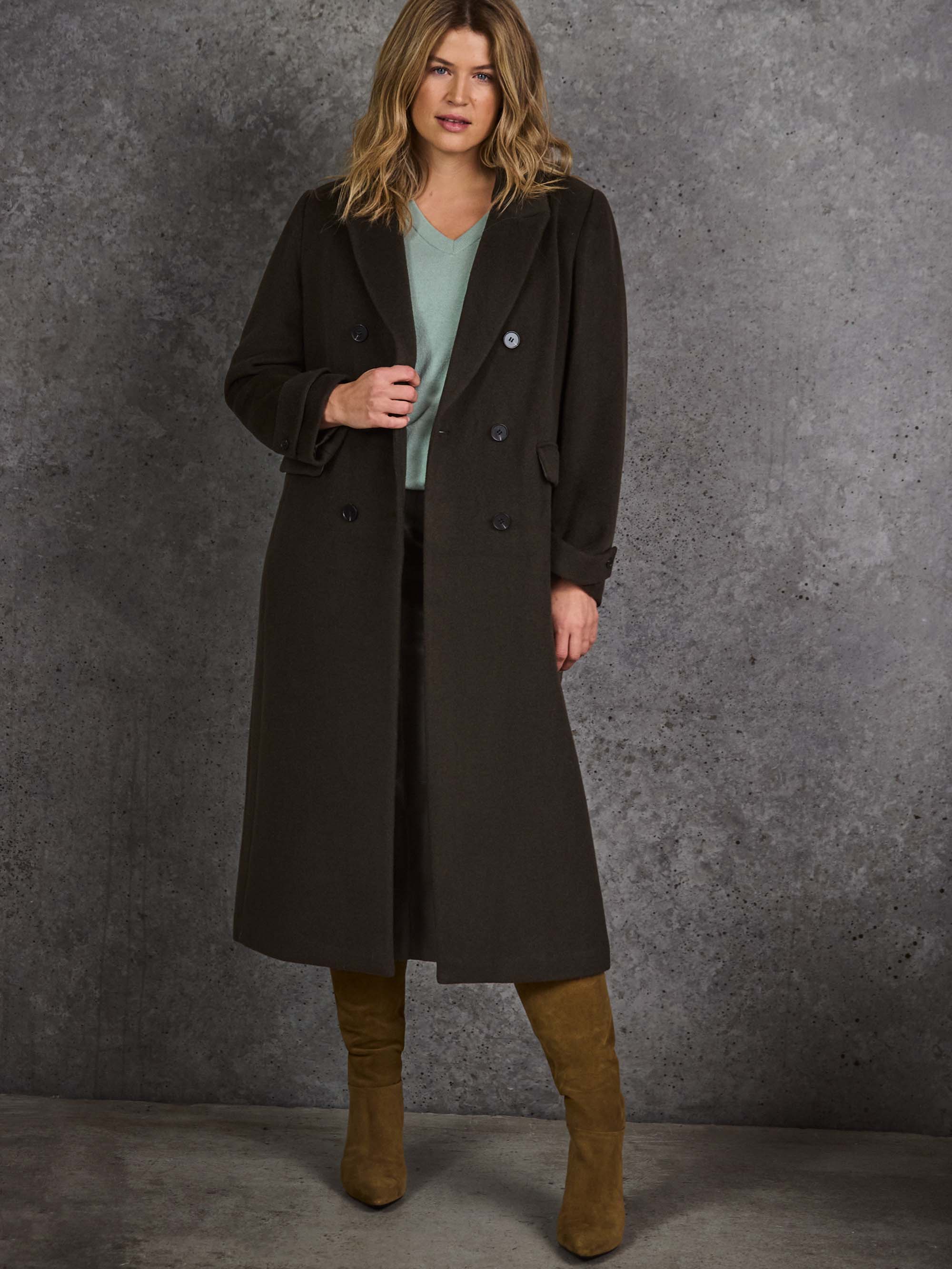 Olive Double Breasted Coat