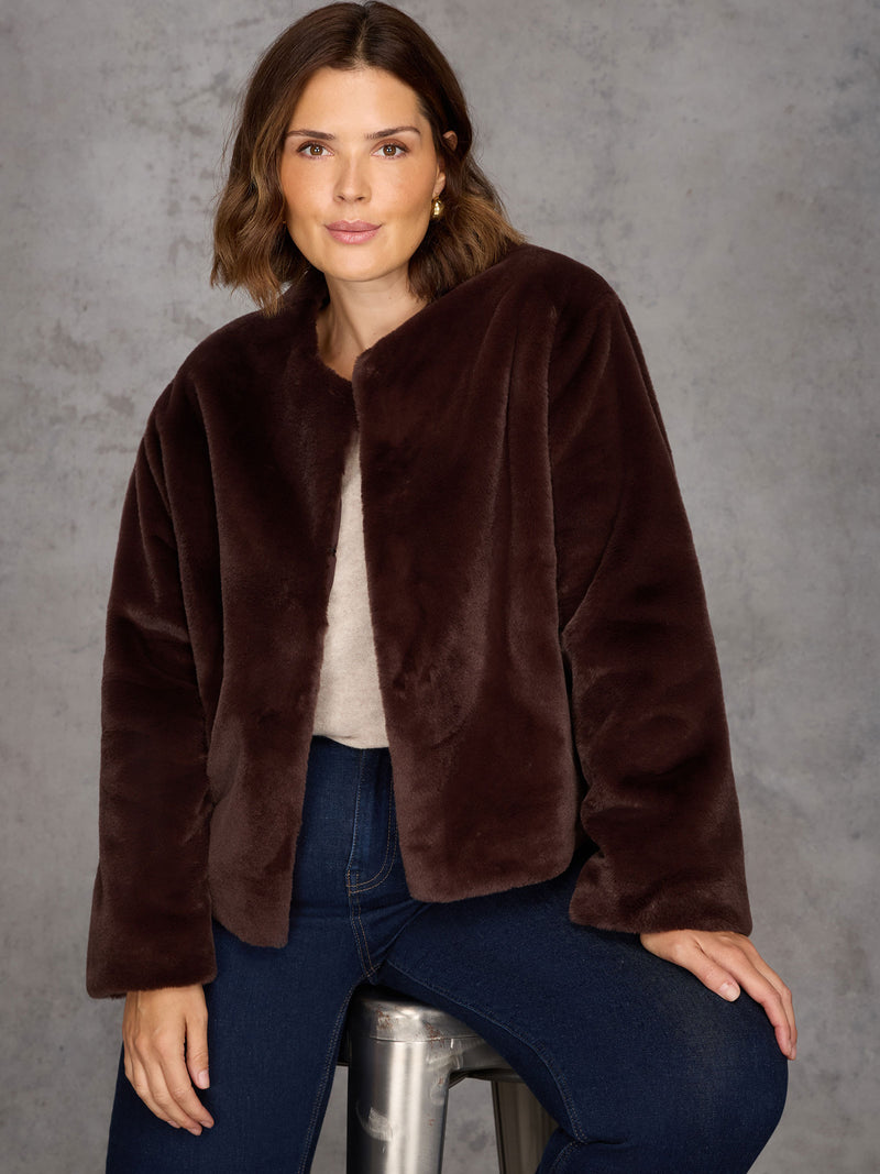 Brown Faux Fur Jacket