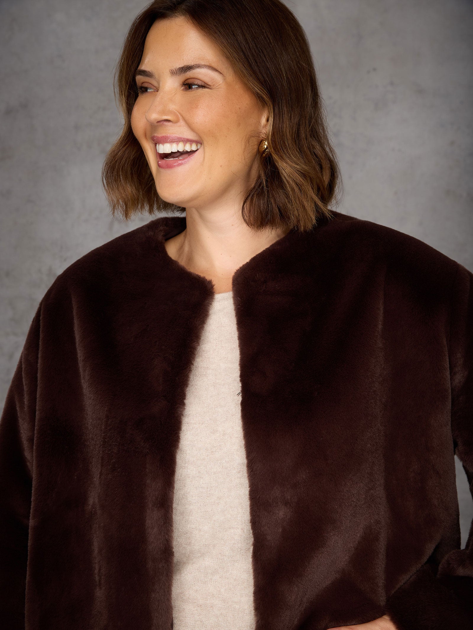 Brown Faux Fur Jacket