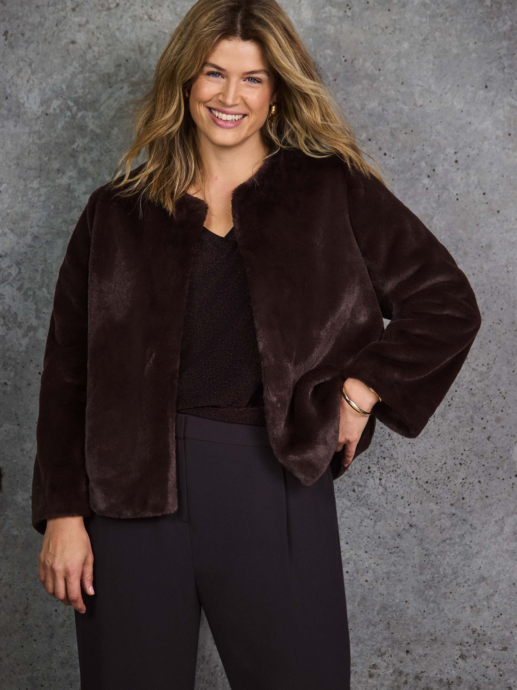 Brown Faux Fur Jacket