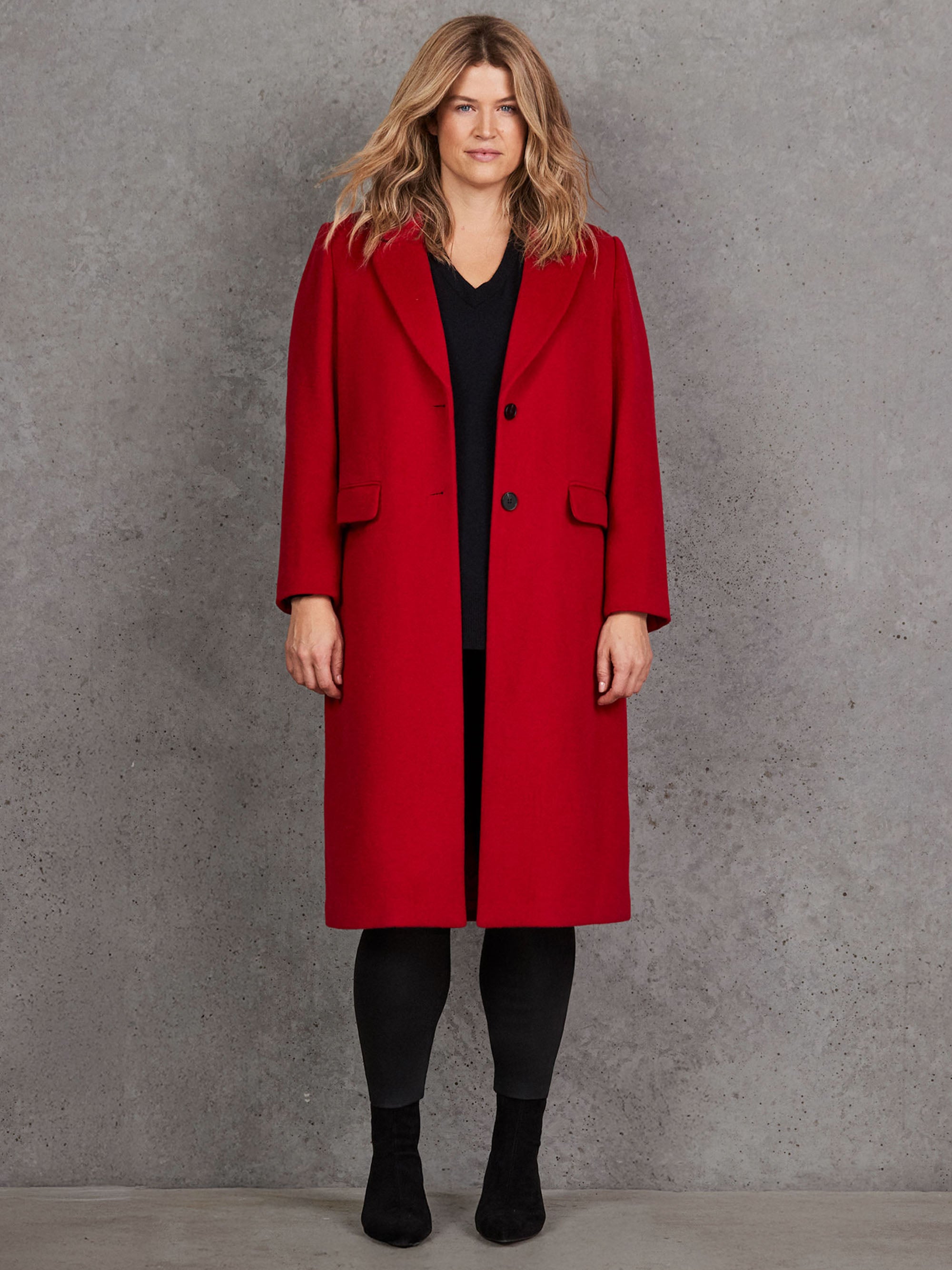 Red Wool Blend Tailored Coat