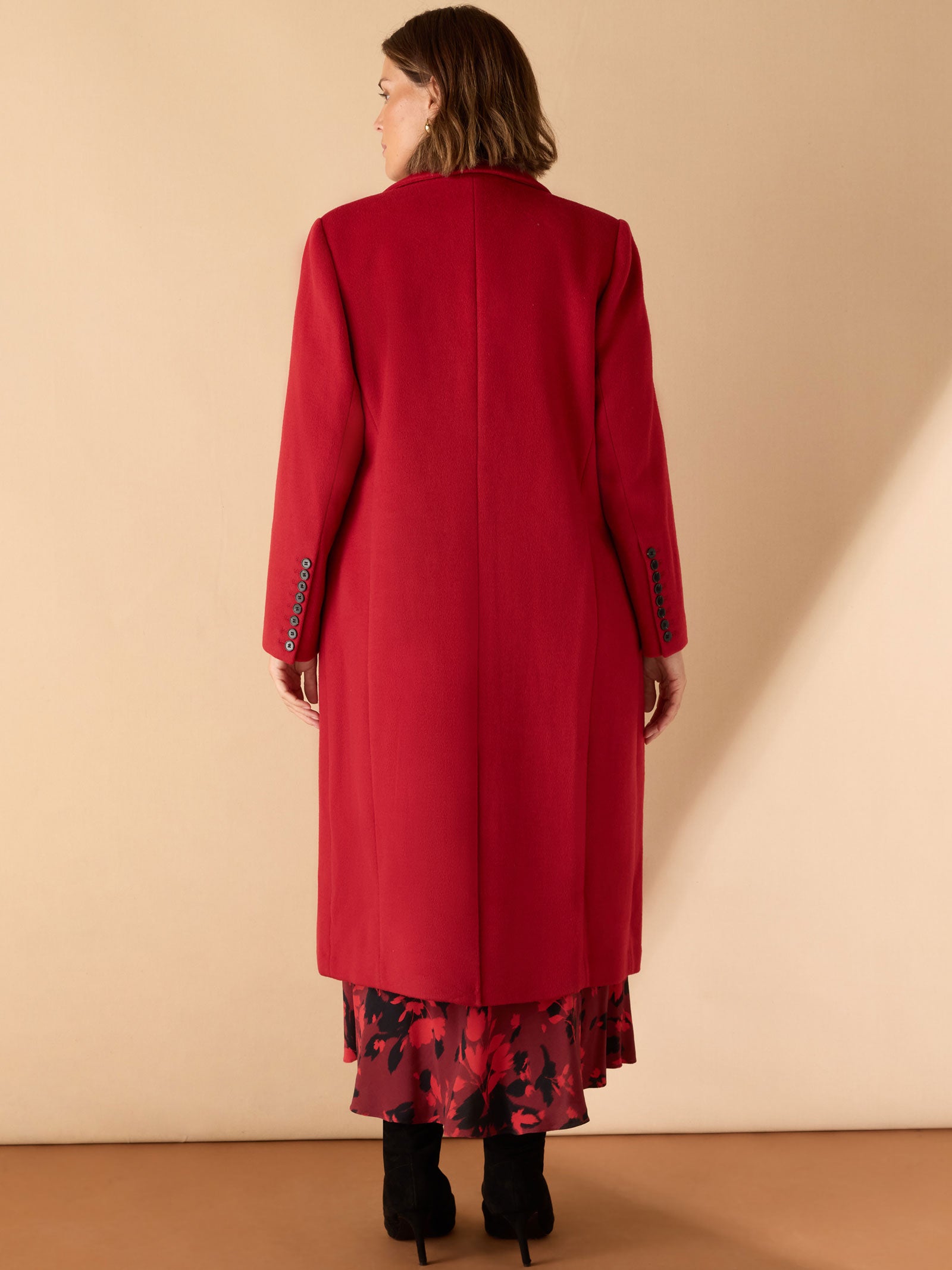 Red Wool Blend Tailored Coat