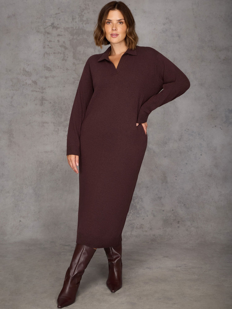 Chocolate Polo Neck Knitted Dress