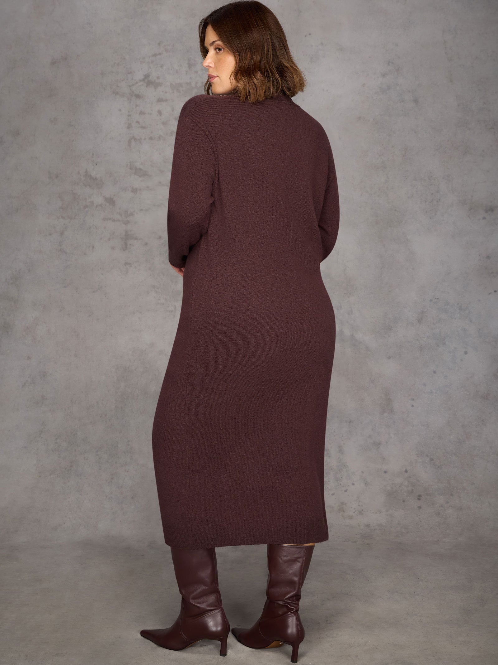 Chocolate Polo Neck Knitted Dress
