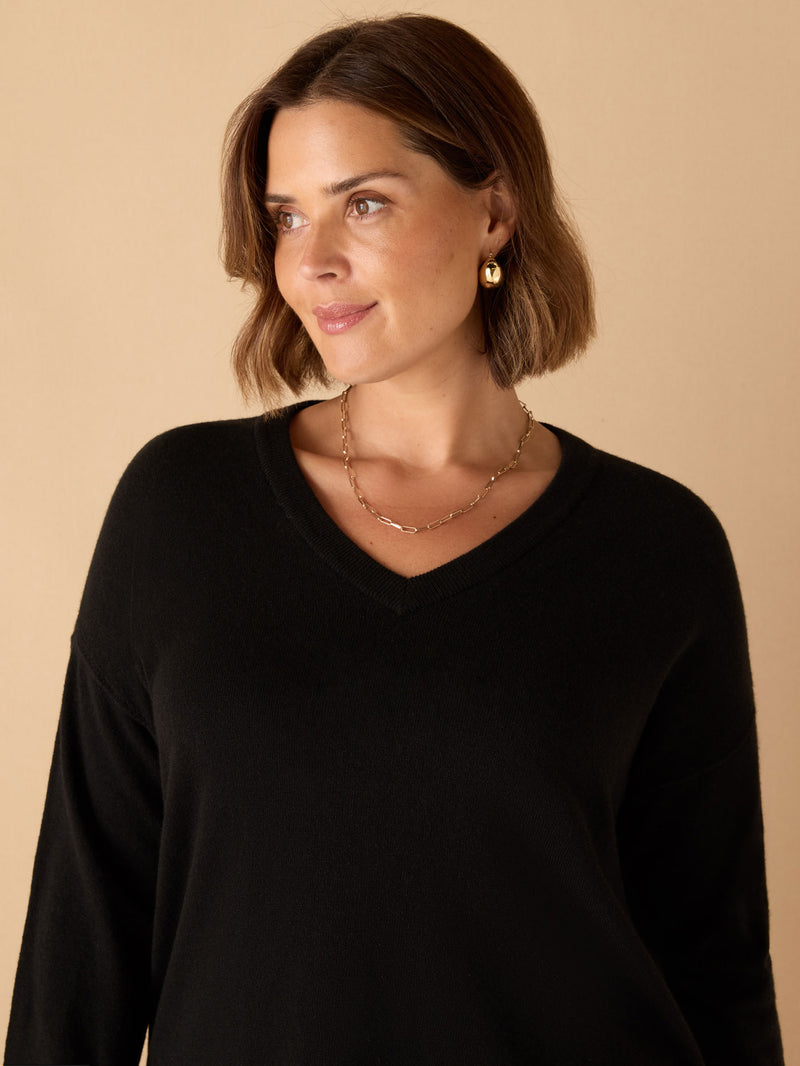 Black V Neck Knit Jumper
