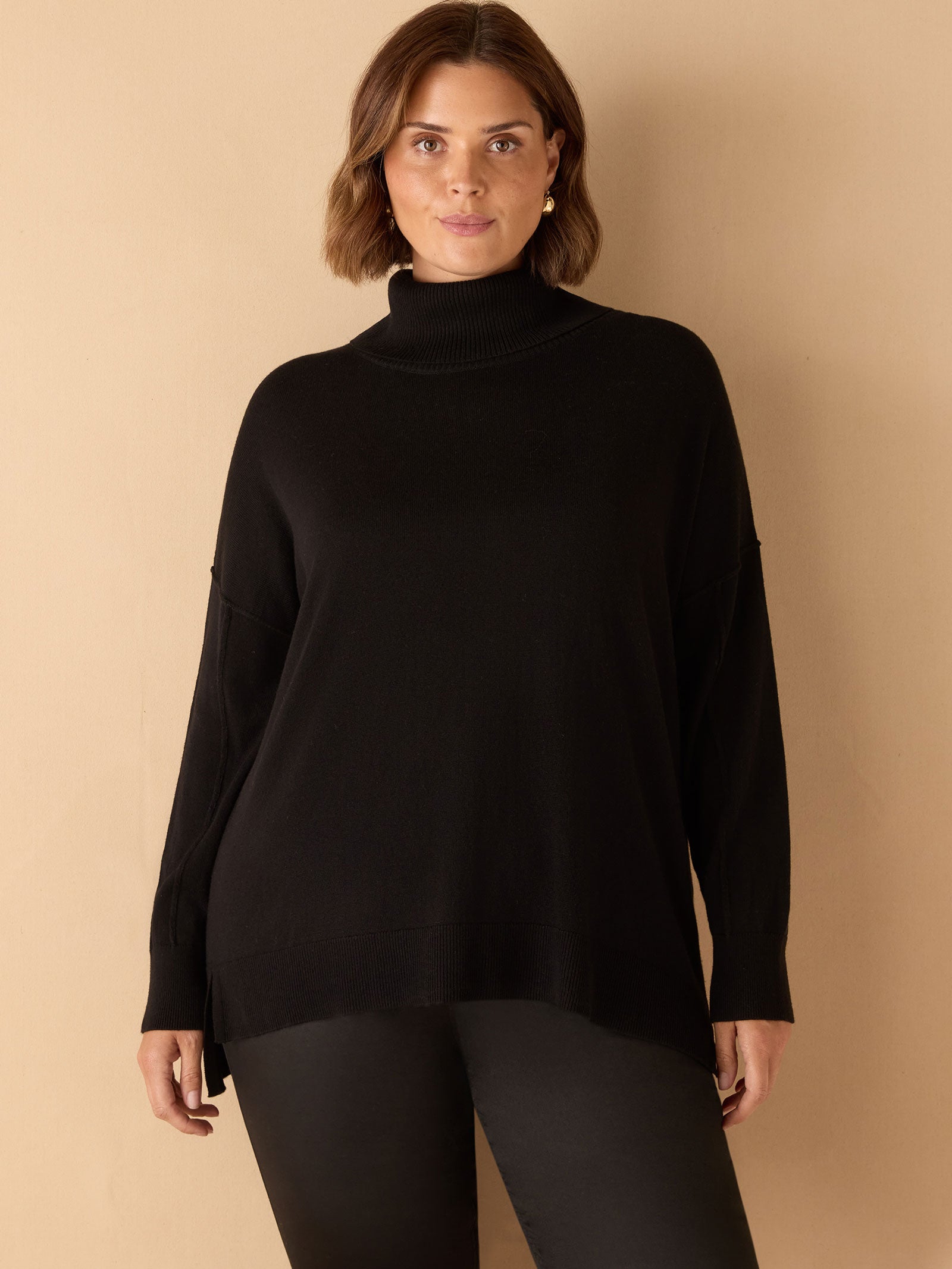 Black Roll Neck Jumper