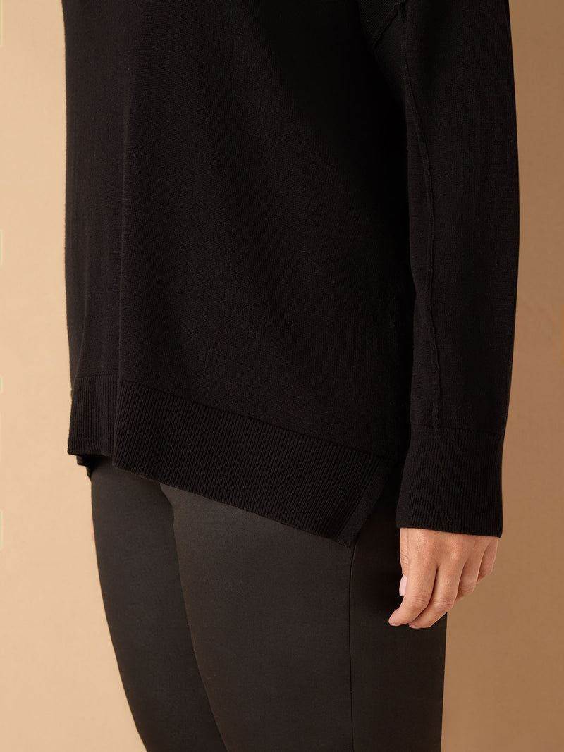 Black Roll Neck Knit Jumper