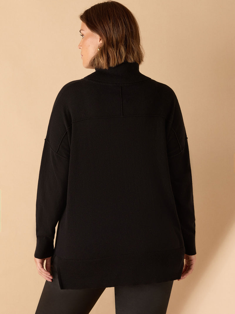 Black Roll Neck Knit Jumper
