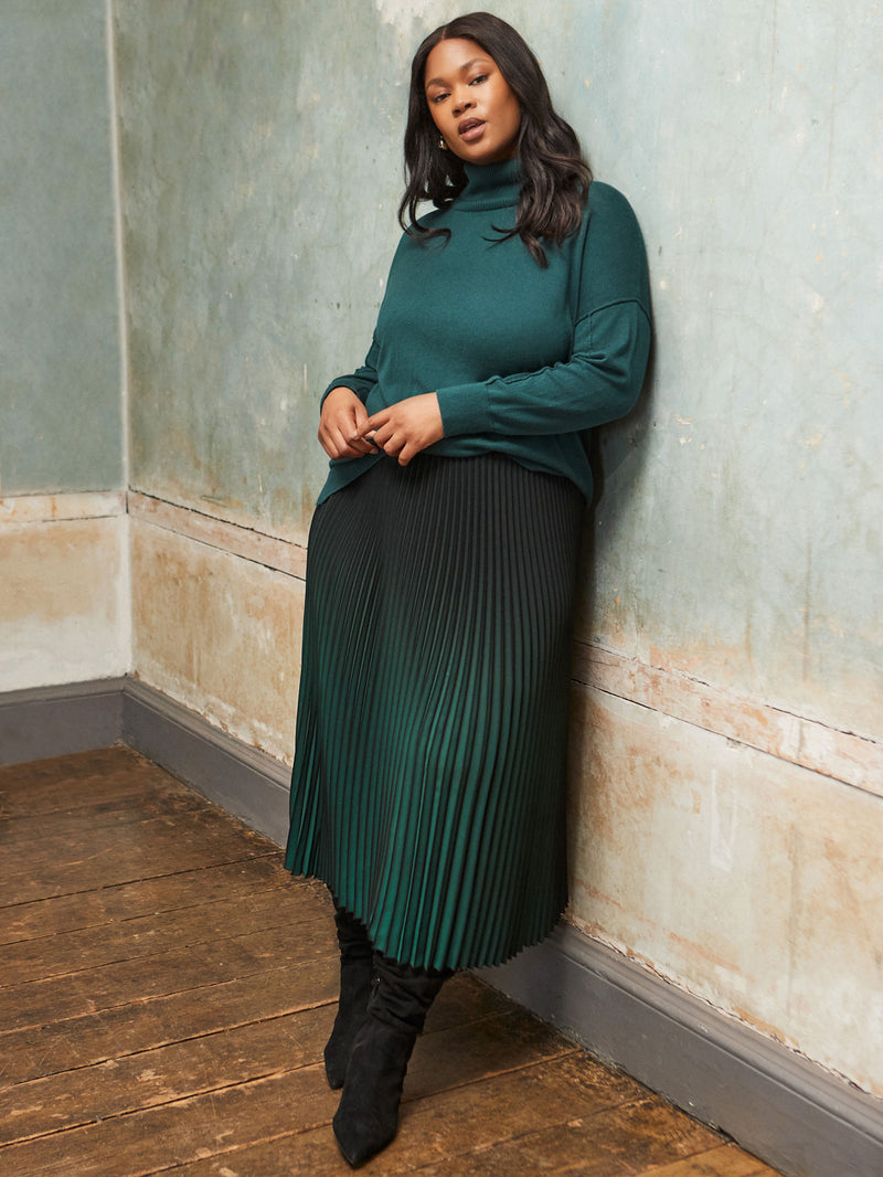 Deep Green Roll Neck Knit Jumper