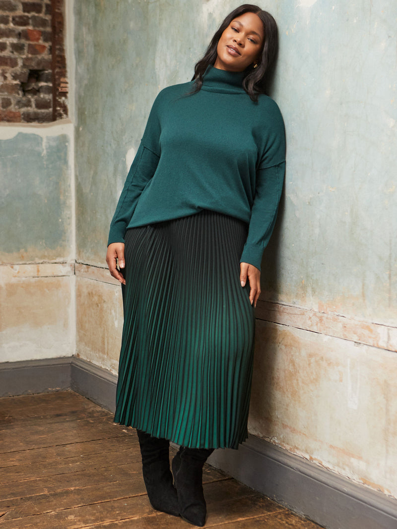 Deep Green Roll Neck Knit Jumper