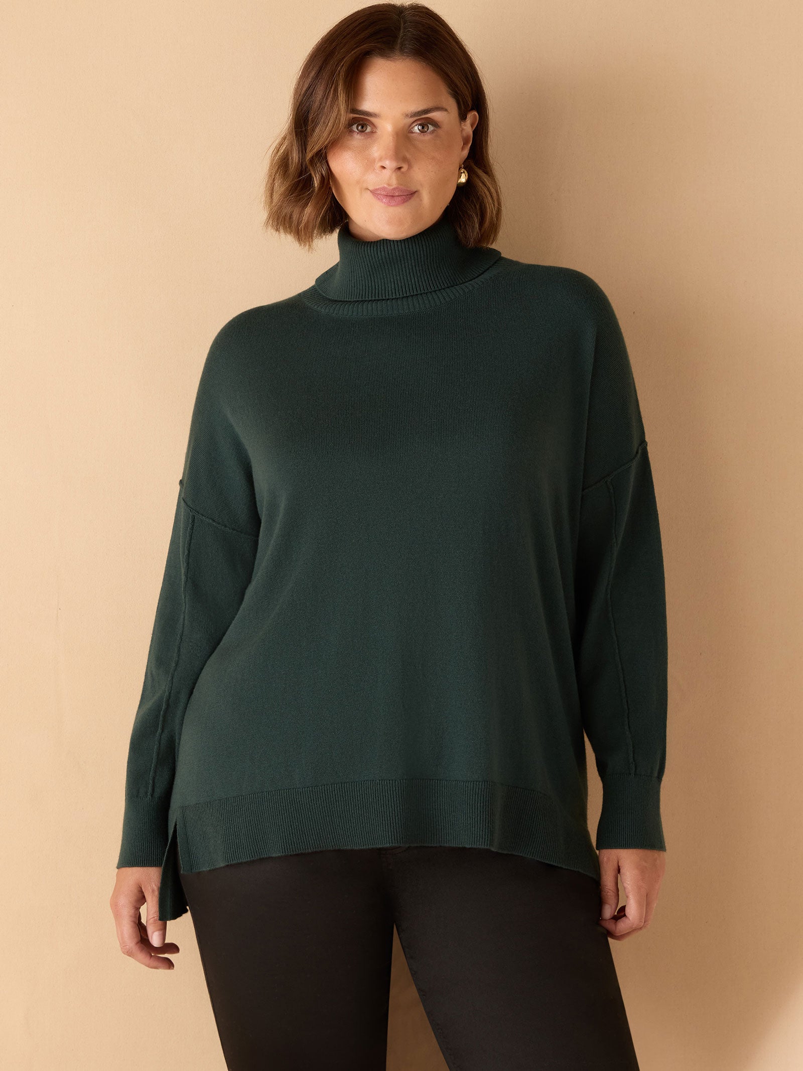 Deep Green Roll Neck Jumper