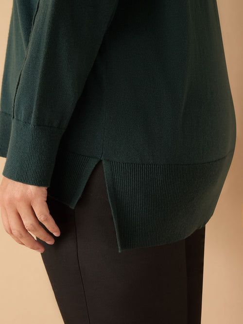 Deep Green Roll Neck Jumper