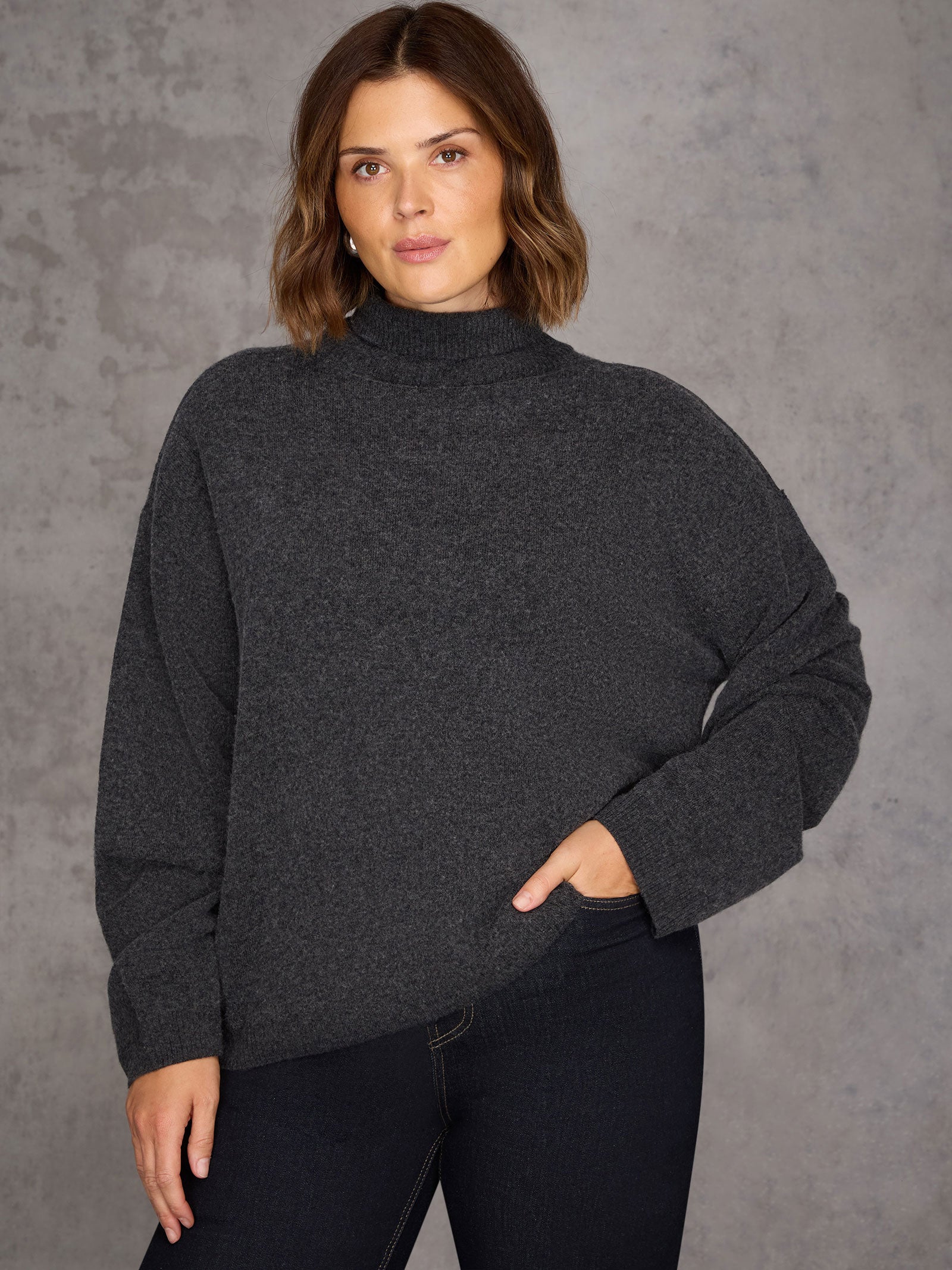 Grey Roll Neck Jumper