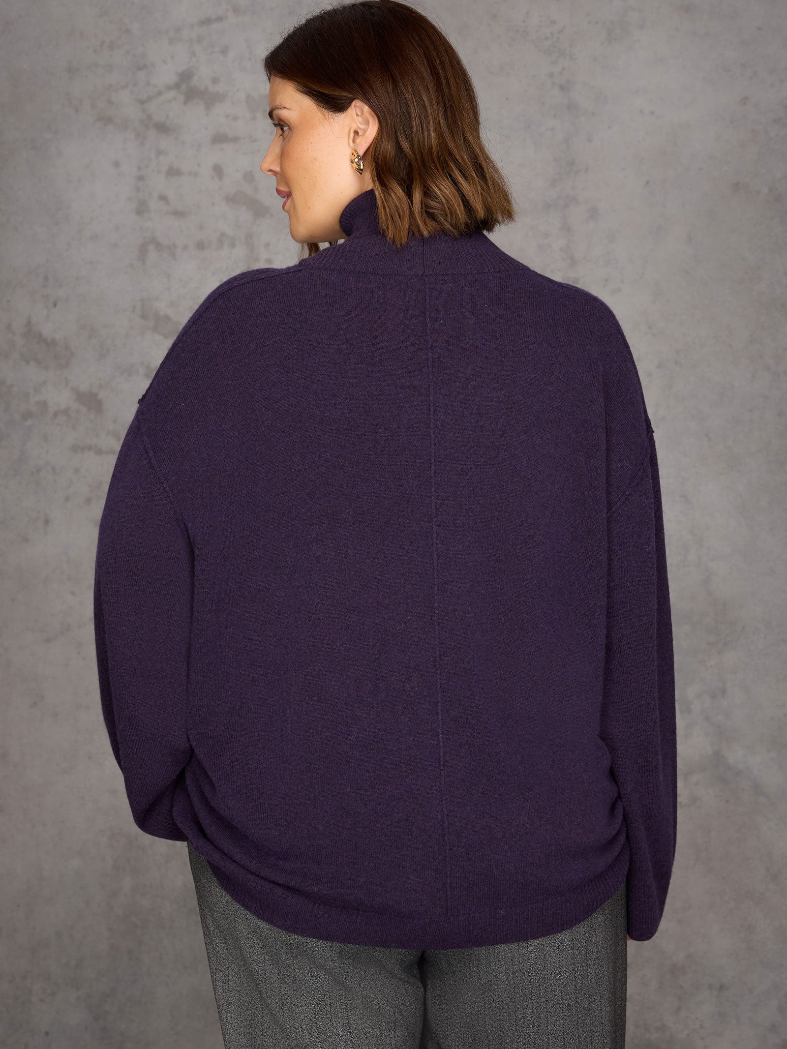 Deep Purple Roll Neck Knit Jumper