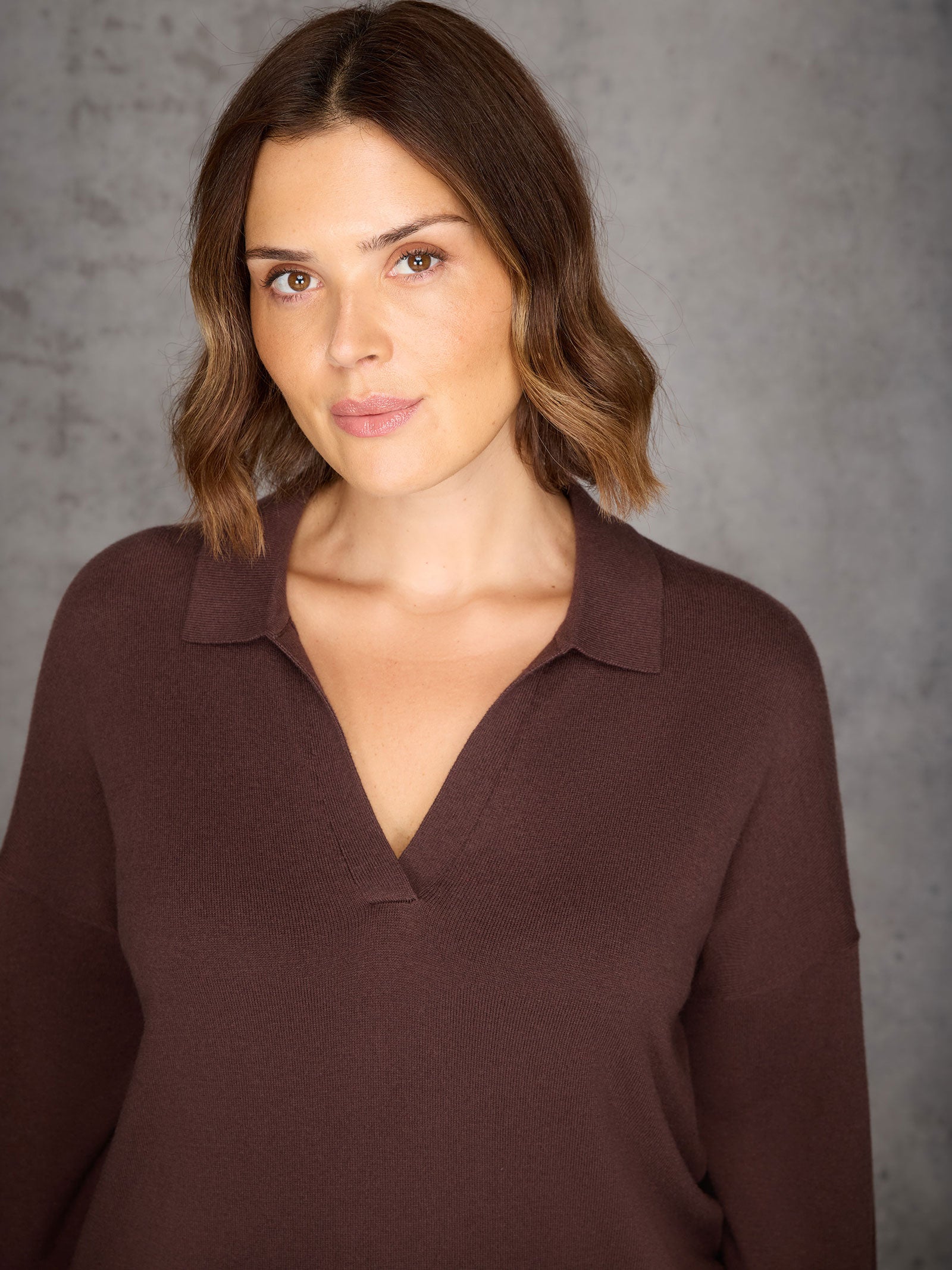 Chocolate Brown Polo Knit Jumper