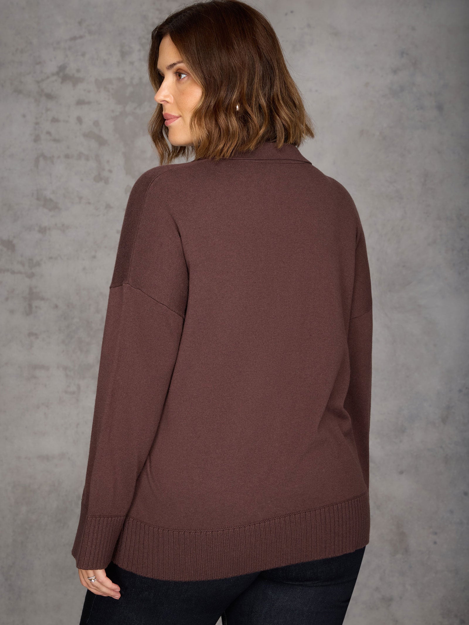 Chocolate Brown Polo Knit Jumper