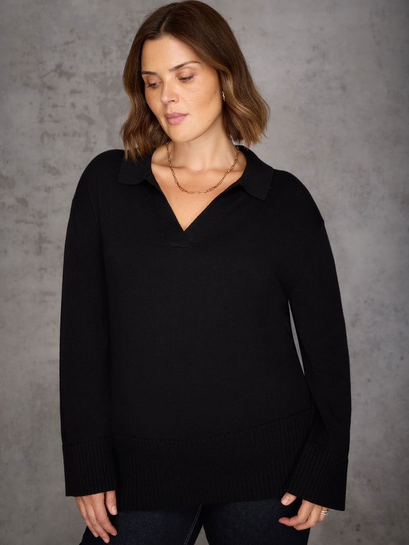 Black Polo Knit Jumper