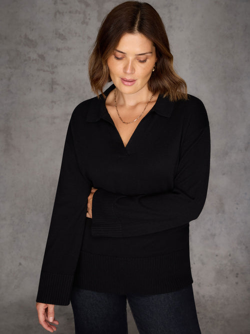 Black Polo Knit Jumper
