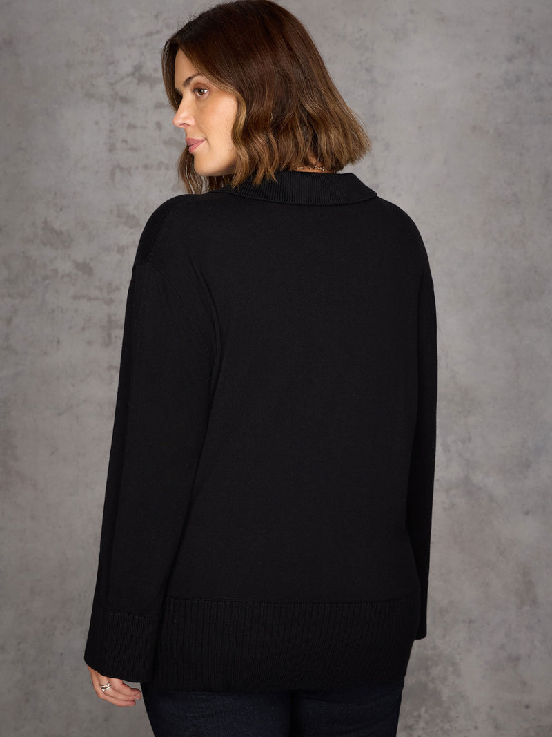 Black Polo Knit Jumper
