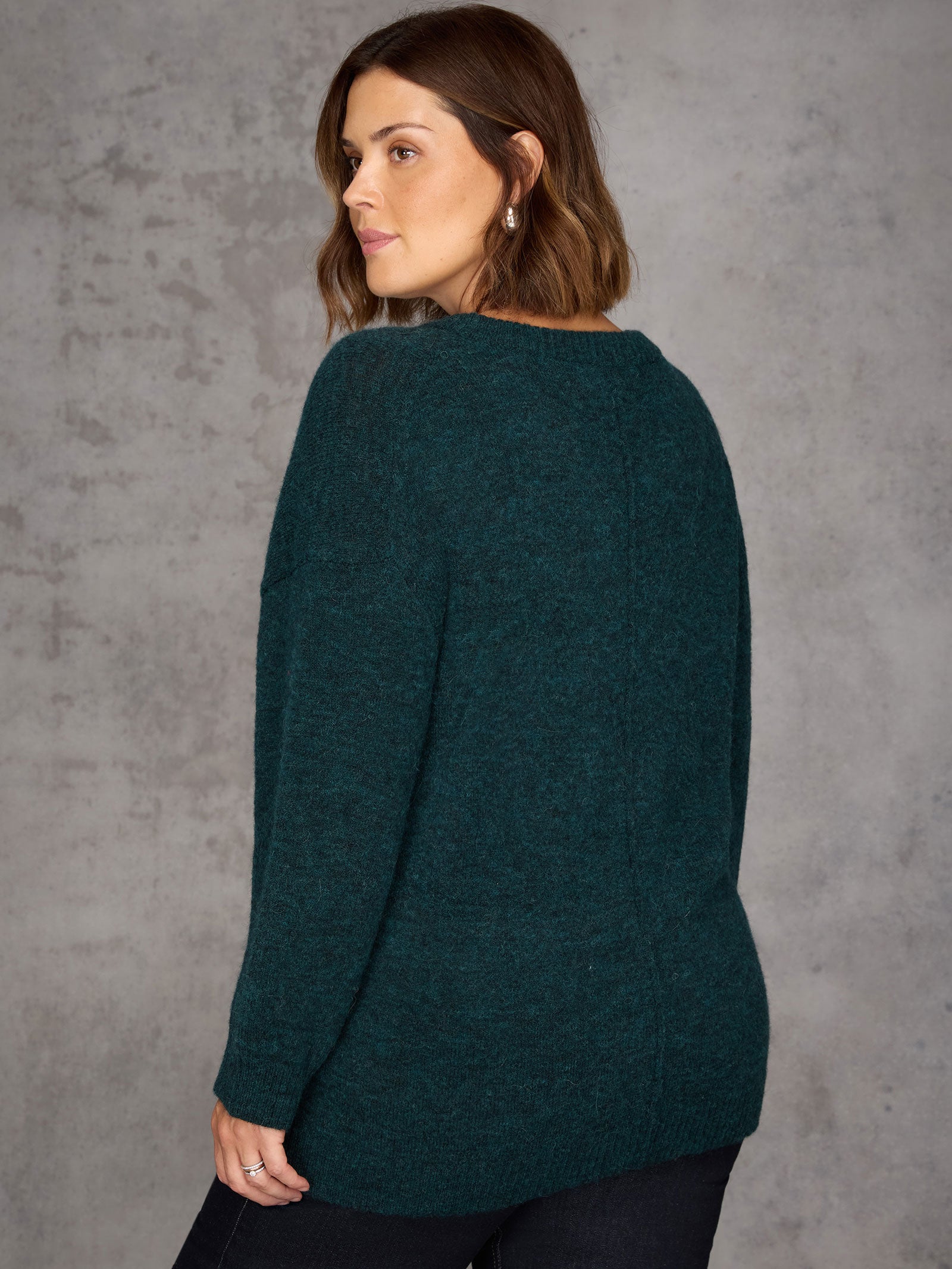 Green V neck Jumper With Wool and Alpaca