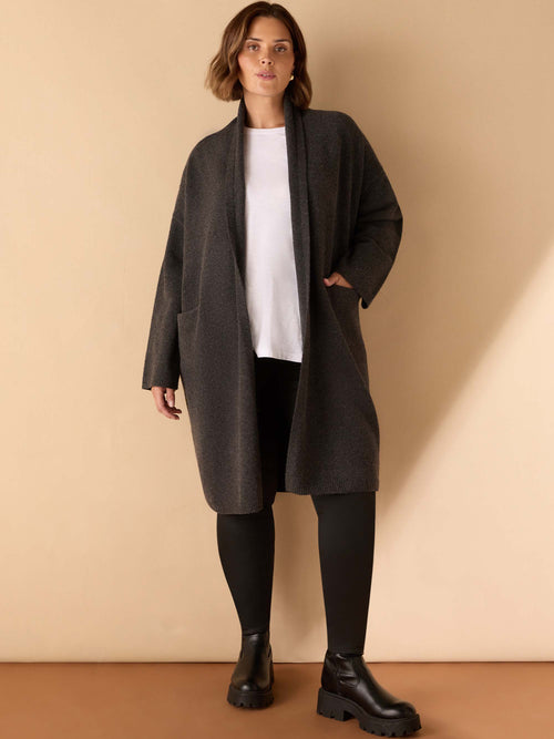 Grey Coatigan With Patch Pockets