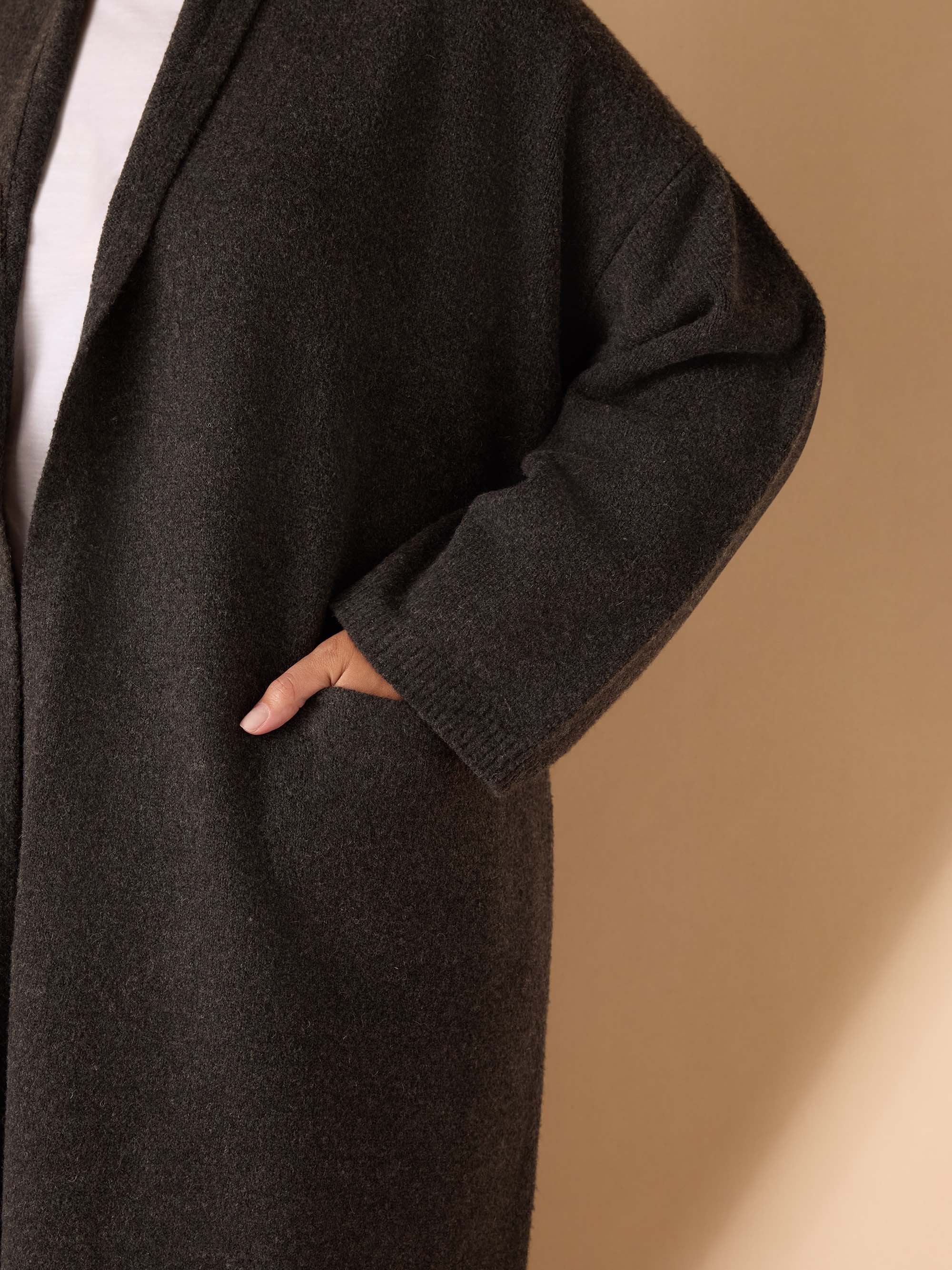 Grey Coatigan With Patch Pockets