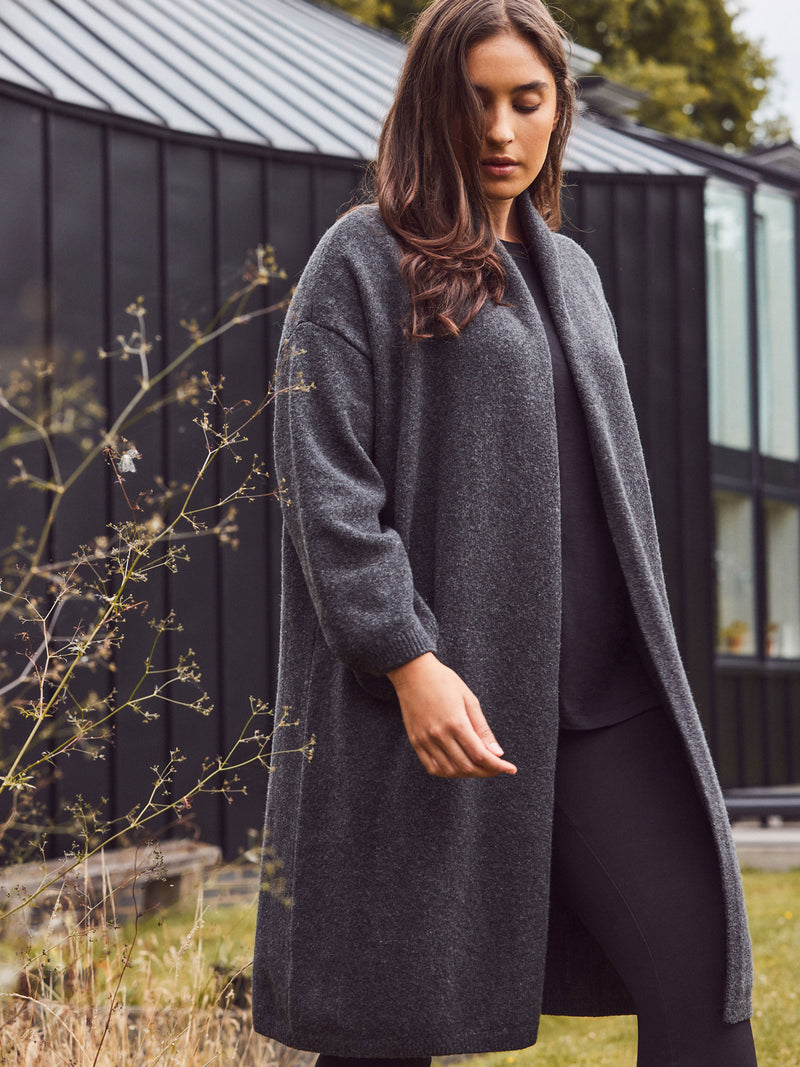 Grey Coatigan With Patch Pockets