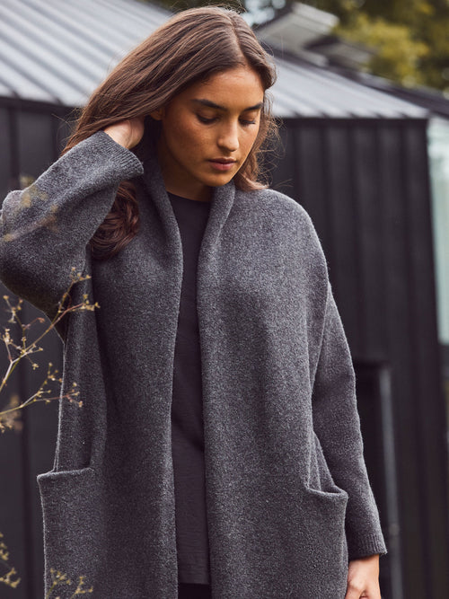 Grey Coatigan With Patch Pockets